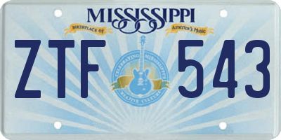 MS license plate ZTF543