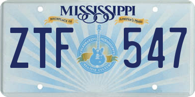 MS license plate ZTF547