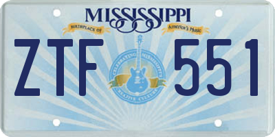 MS license plate ZTF551