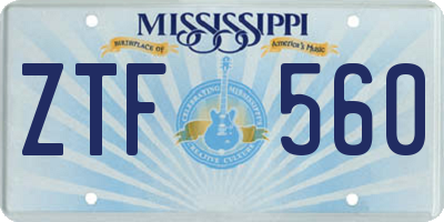 MS license plate ZTF560