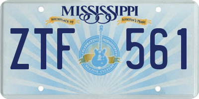 MS license plate ZTF561