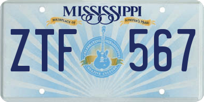 MS license plate ZTF567