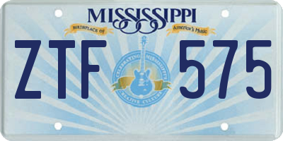 MS license plate ZTF575