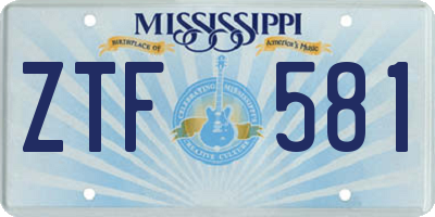 MS license plate ZTF581