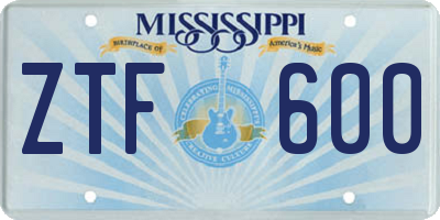 MS license plate ZTF600