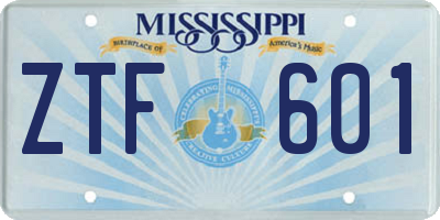 MS license plate ZTF601