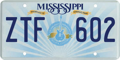 MS license plate ZTF602