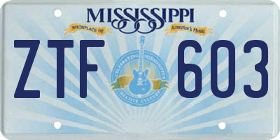 MS license plate ZTF603