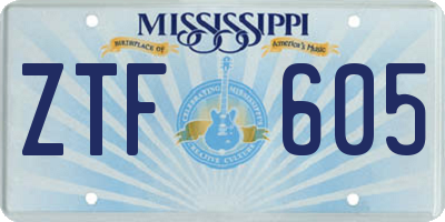 MS license plate ZTF605