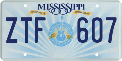 MS license plate ZTF607