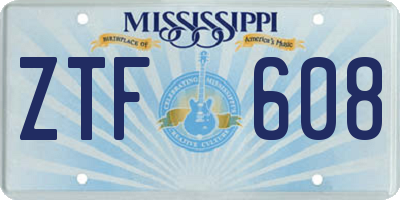 MS license plate ZTF608