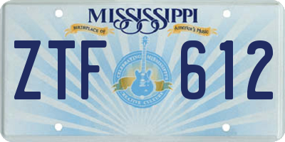 MS license plate ZTF612
