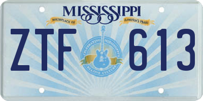 MS license plate ZTF613