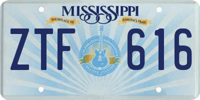 MS license plate ZTF616