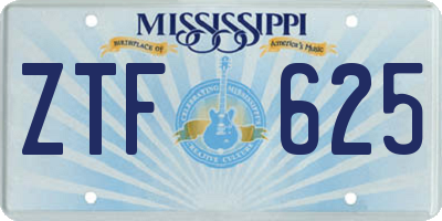 MS license plate ZTF625