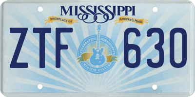 MS license plate ZTF630