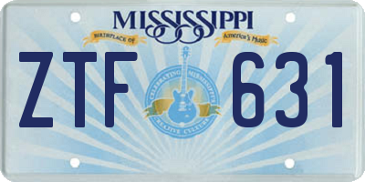 MS license plate ZTF631