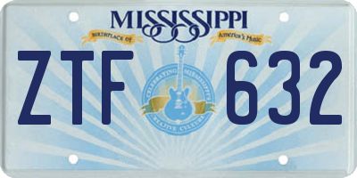 MS license plate ZTF632