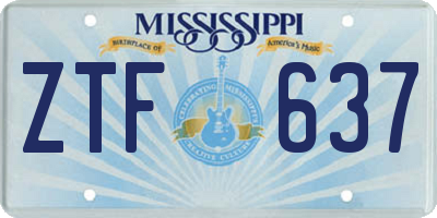 MS license plate ZTF637