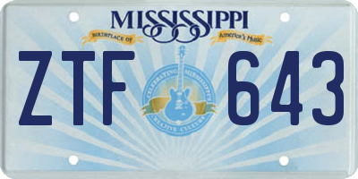 MS license plate ZTF643