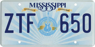 MS license plate ZTF650
