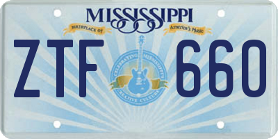 MS license plate ZTF660