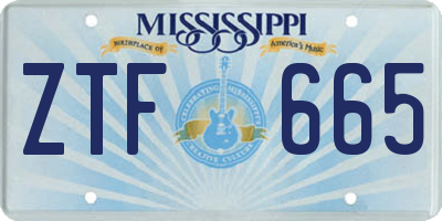 MS license plate ZTF665