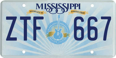 MS license plate ZTF667