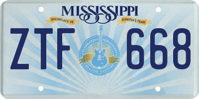 MS license plate ZTF668