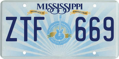 MS license plate ZTF669
