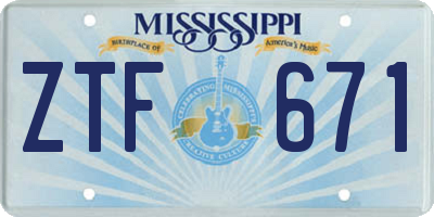 MS license plate ZTF671