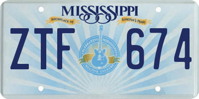 MS license plate ZTF674