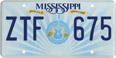 MS license plate ZTF675