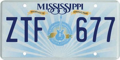 MS license plate ZTF677