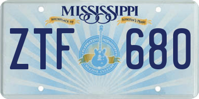 MS license plate ZTF680