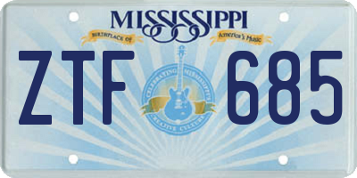 MS license plate ZTF685