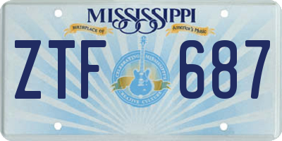 MS license plate ZTF687