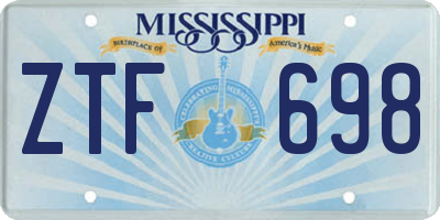 MS license plate ZTF698