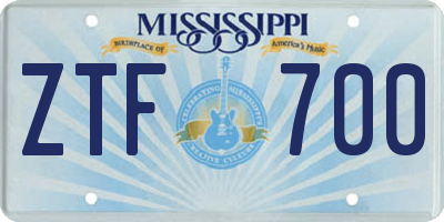 MS license plate ZTF700