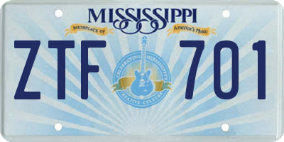 MS license plate ZTF701