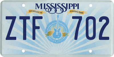 MS license plate ZTF702