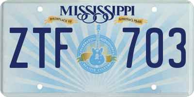 MS license plate ZTF703