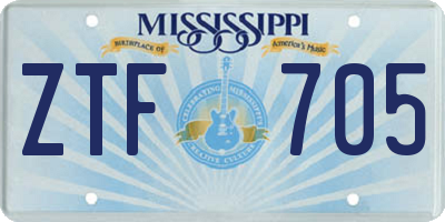 MS license plate ZTF705