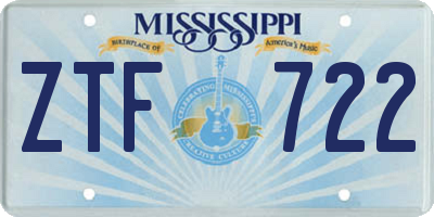 MS license plate ZTF722