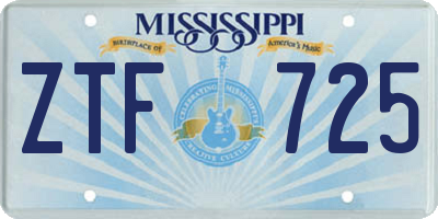 MS license plate ZTF725