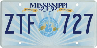 MS license plate ZTF727