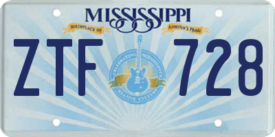 MS license plate ZTF728