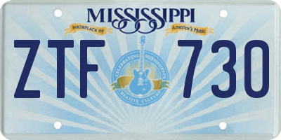 MS license plate ZTF730