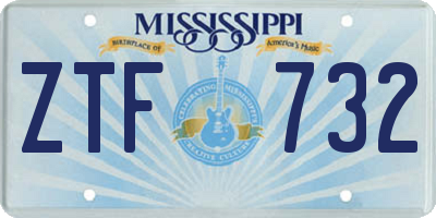 MS license plate ZTF732