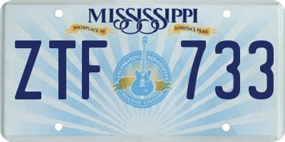 MS license plate ZTF733